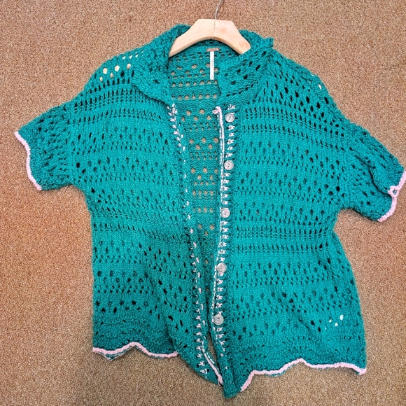 Free People Santa Cruz Crochet Knit Top - Picture 2 of 3
